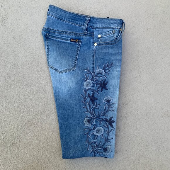 Seven7 Embroidered Skinny Mid Rise Jeans Sz6 - Picture 3 of 15